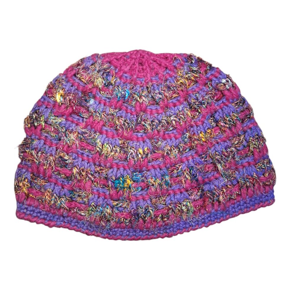 Rising Tide Hand Nepal Knitted Beanie Hat Silk, Cotton and Wool